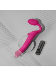 Ярко-розовый безремневой страпон Strap-on-me Vibrating Bendable Strap-On size M - Strap-on-me - купить с доставкой в Кургане
