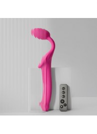 Ярко-розовый безремневой страпон Strap-on-me Vibrating Bendable Strap-On size M - Strap-on-me - купить с доставкой в Кургане