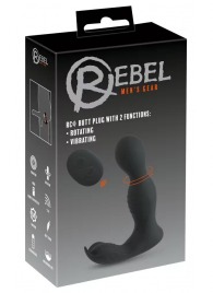 Черная анальная пробка с вибрацией, вращением и пультом ДУ RC Butt Plug with 2 Functions - Orion - в Кургане купить с доставкой