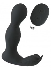 Черная анальная пробка с вибрацией, вращением и пультом ДУ RC Butt Plug with 2 Functions - Orion - в Кургане купить с доставкой