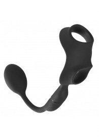 Черное виброкольцо с анальной пробкой Cock Ring with RC Butt Plug - Orion - в Кургане купить с доставкой