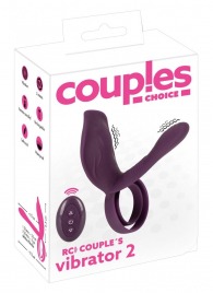 Фиолетовая насадка на член с клиторальным отростком и пультом ДУ RC Couple’s Vibrator 2 - Orion - в Кургане купить с доставкой