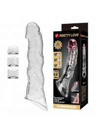 Прозрачный фаллоудлинитель с 3 вставками - 28 см. - Baile - в Кургане купить с доставкой