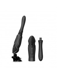 Черная секс-машина с функцией нагрева, насадками и присоской Sesh - Zalo - купить с доставкой в Кургане