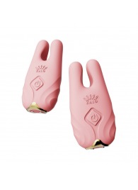 Розовые виброзажимы на соски Nave - Zalo