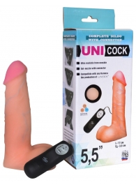 Фаллическая насадка Харнесс UNICOCK 5,5  с вибрацией - 17 см. - LOVETOY (А-Полимер) - купить с доставкой в Кургане
