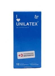 Классические презервативы Unilatex Natural Plain - 12 шт. + 3 шт. в подарок - Unilatex - купить с доставкой в Кургане