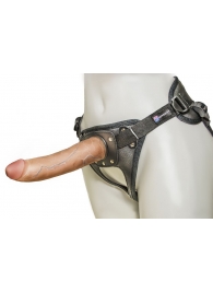 Насадка-фаллоимитатор на кожаных трусиках Harness Ultra Realistic 7  - 18 см. - LOVETOY (А-Полимер) - купить с доставкой в Кургане