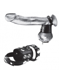 Утяжка на пенис и мошонку Cock Ring With 1.5  Ball Stretcher And Optional Weight Ring - BlueLine - купить с доставкой в Кургане