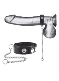 Утяжка на пенис с поводком Snap Cock Ring With 12  Leash - BlueLine - купить с доставкой в Кургане