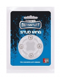 Эрекционное кольцо с 4 бусинами MENZSTUFF STUD RING CLEAR - Dream Toys - в Кургане купить с доставкой