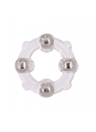 Эрекционное кольцо с 4 бусинами MENZSTUFF STUD RING CLEAR - Dream Toys - в Кургане купить с доставкой