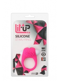 Розовое эрекционное кольцо с щеточкой LIT-UP SILICONE STIMU RING 5 - Dream Toys - в Кургане купить с доставкой