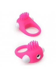 Розовое эрекционное кольцо с щеточкой LIT-UP SILICONE STIMU RING 5 - Dream Toys - в Кургане купить с доставкой