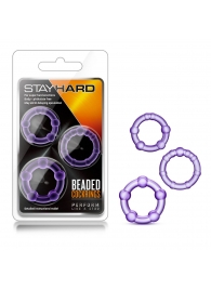 Набор из 3 фиолетовых эрекционных колец Stay Hard Beaded Cockrings - Blush Novelties - в Кургане купить с доставкой