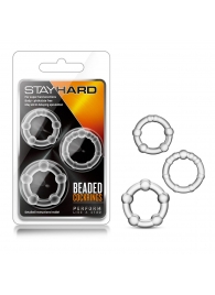 Набор из 3 прозрачных эрекционных колец Stay Hard Beaded Cockrings - Blush Novelties - в Кургане купить с доставкой