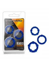 Набор из 3 синих эрекционных колец Stay Hard Beaded Cockrings - Blush Novelties - в Кургане купить с доставкой