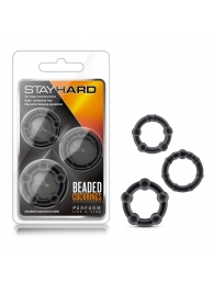 Набор из 3 чёрных эрекционных колец Stay Hard Beaded Cockrings - Blush Novelties - в Кургане купить с доставкой