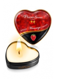Массажная свеча с ароматом клубники Bougie Massage Candle - 35 мл. - Plaisir Secret - купить с доставкой в Кургане