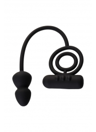 Чёрное эрекционное кольцо с вибропулькой и анальным хвостом - Erotist Adult Toys - в Кургане купить с доставкой