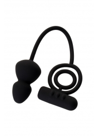 Чёрное эрекционное кольцо с вибростимулятором и анальным хвостом - Erotist Adult Toys - в Кургане купить с доставкой