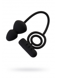 Чёрное эрекционное кольцо с вибростимулятором и анальным хвостом - Erotist Adult Toys - в Кургане купить с доставкой