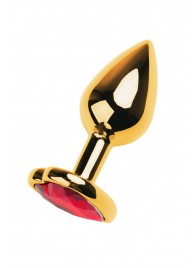 Золотистая анальная пробка с кристаллом-сердцем - 7,5 см. - ToyFa - купить с доставкой в Кургане