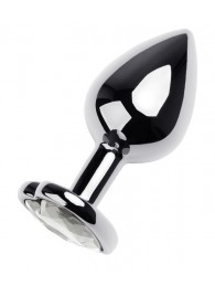 Серебристая анальная пробка с прозрачным кристаллом-сердцем - 8 см. - ToyFa - купить с доставкой в Кургане