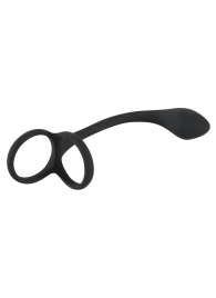 Эрекционное кольцо с утяжкой на мошонку и анальным плаг Black Velvets - Orion - в Кургане купить с доставкой