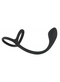 Эрекционное кольцо с утяжкой на мошонку и анальным плаг Black Velvets - Orion - в Кургане купить с доставкой