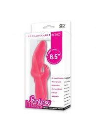 Розовый вибратор со стимулятором клитора MATES FANTASY RECHARGE VIBRATOR - 17 см. - NMC