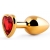 Золотистая анальная пробка с красным стразом-сердечком - 8 см. - Anal Jewelry Plug - купить с доставкой в Кургане