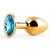 Золотистая анальная пробка с голубым стразом - 7,2 см. - Anal Jewelry Plug - купить с доставкой в Кургане