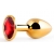 Золотистая анальная пробка с красным стразом - 7,2 см. - Anal Jewelry Plug - купить с доставкой в Кургане