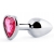 Серебристая анальная пробка с розовым кристаллом-сердечком - 7 см. - Anal Jewelry Plug - купить с доставкой в Кургане