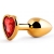 Золотистая анальная пробка с красным стразом-сердечком - 7 см. - Anal Jewelry Plug - купить с доставкой в Кургане