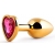 Золотистая анальная пробка с малиновым кристаллом-сердечком - 7 см. - Anal Jewelry Plug - купить с доставкой в Кургане