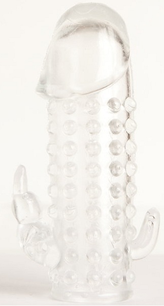 Гелевая прозрачная насадка с 2 отростками - 13 см. - Toyfa Basic - в Кургане купить с доставкой