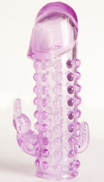 Закрытая фиолетовая насадка с 2 отростками - 13 см. - Toyfa Basic - в Кургане купить с доставкой