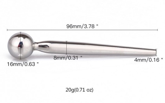 Гладкий металлический уретральный плаг с шариком - 9,6 см. - Notabu - купить с доставкой в Кургане