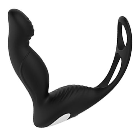 Черный вибромассажер простаты P-PLEASER W ERECTION ENHANCE - Dream Toys - в Кургане купить с доставкой