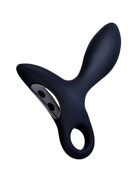 Черный силиконовый анальный вибромассажер Erokey с колечком-ограничителем - Erokay - в Кургане купить с доставкой