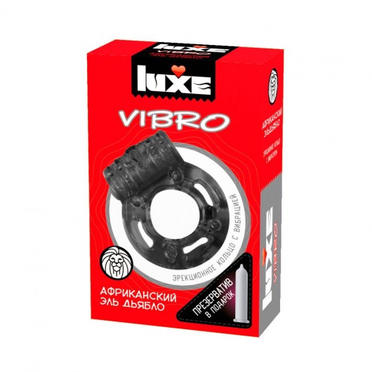 Чёрное эрекционное виброкольцо Luxe VIBRO  Африканский Эль Дьябло  + презерватив - Luxe - в Кургане купить с доставкой