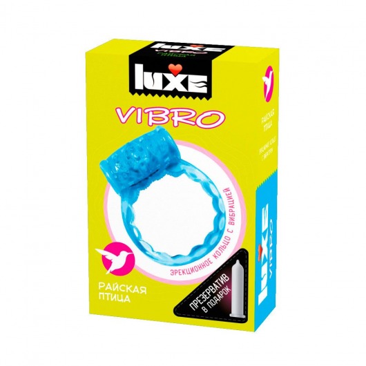 Голубое эрекционное виброкольцо Luxe VIBRO  Райская птица  + презерватив - Luxe - в Кургане купить с доставкой