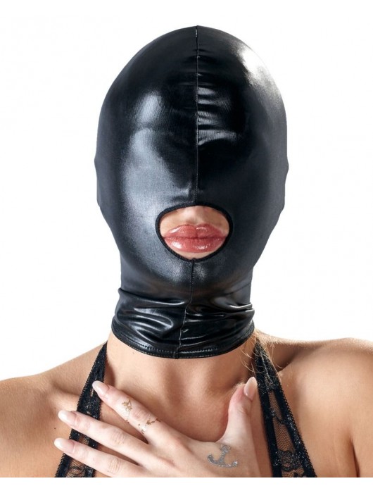 Черная эластичная маска на голову с отверстием для рта - Orion - купить с доставкой в Кургане