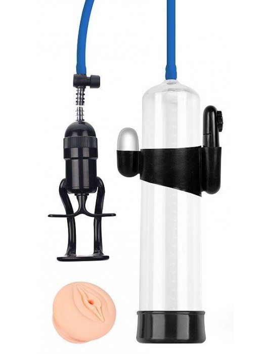 Прозрачная вакуумная вибропомпа Sex Expert с насадкой-вагиной - Sex Expert - в Кургане купить с доставкой