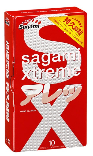 Утолщенные презервативы Sagami Xtreme Feel Long с точками - 10 шт. - Sagami - купить с доставкой в Кургане