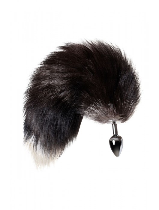 Серебристая металлическая анальная втулка с хвостом чернобурой лисы - размер S - ToyFa - купить с доставкой в Кургане