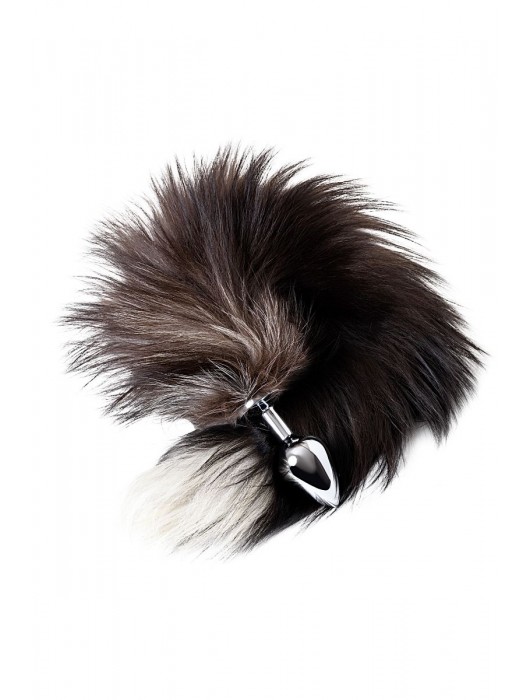 Серебристая металлическая анальная втулка с хвостом чернобурой лисы - размер S - ToyFa - купить с доставкой в Кургане