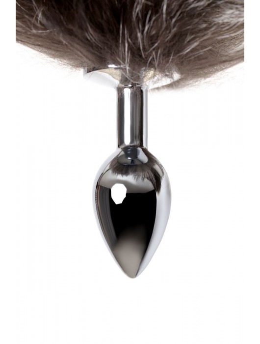 Серебристая металлическая анальная втулка с хвостом чернобурой лисы - размер S - ToyFa - купить с доставкой в Кургане